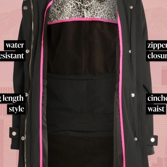 Jessica Simpson Water Resistant Softshell Long Hooded Raincoat with Ruffled Back - Picture 11 of 16